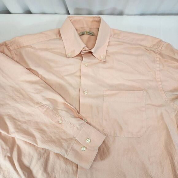 Peter Millar Long-Sleeve Button-up Men's Shirt  Size L salmon - Picture 10 of 10
